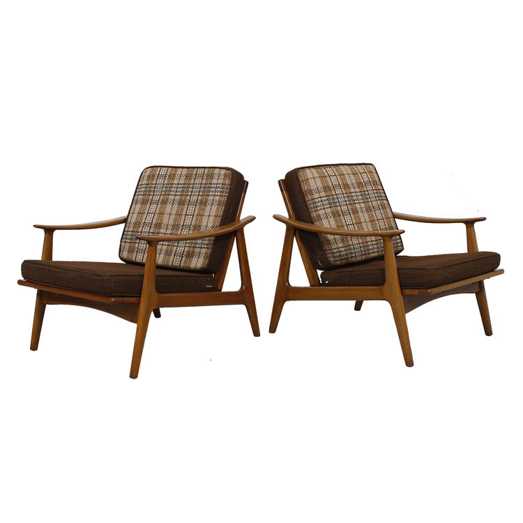 Pair of Swedish Modern Lounge Chairs w/ Reversible Cushions!