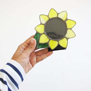 Vintage Sunflower Picture Frame - Stained Glass Mini Small Picture Frame - Yellow Floral Frame - Housewarming Gift For Friend 