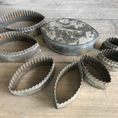 Set French Fluted Metal Pastry Cutters. French Bakers, Photo Props, Storage Container 
