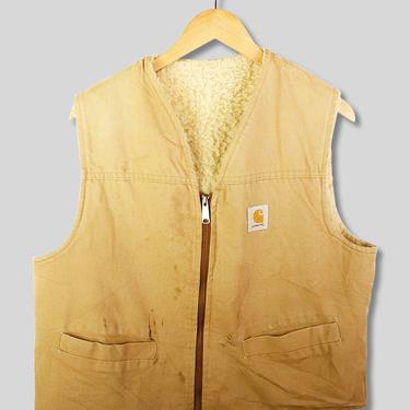 Vintage Carhartt Sherpa Lined Zip up Vest sz L