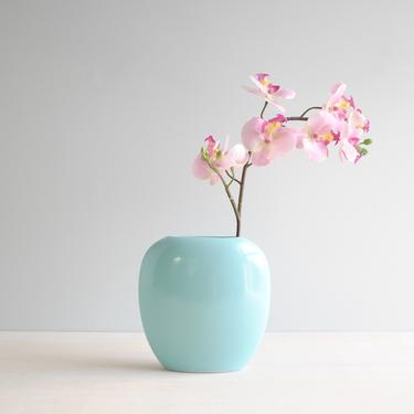 Vintage Turquoise Ceramic Vase from Japan, Flower Vase, Pottery Vase 
