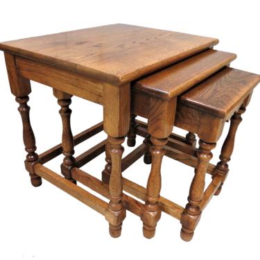 Nest Of Tables | Vintage English Oak Nesting Tables 
