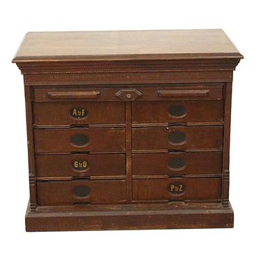 Antique Walnut Roll Front File Cabinet