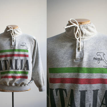 Vintage Italia Roma Pullover Sweatshirt / 1970s Italia Sweatshirt Medium / 1980s Roma Pullover / Vintage Italy Sweatshirt / Vintage Pullover 