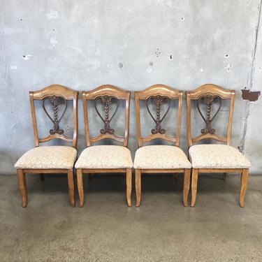 Set of 4 Dining Chairs Wood and Iron 1990's