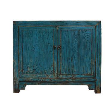Oriental Distressed Bright Blue Credenza Sideboard Table Cabinet cs5335S