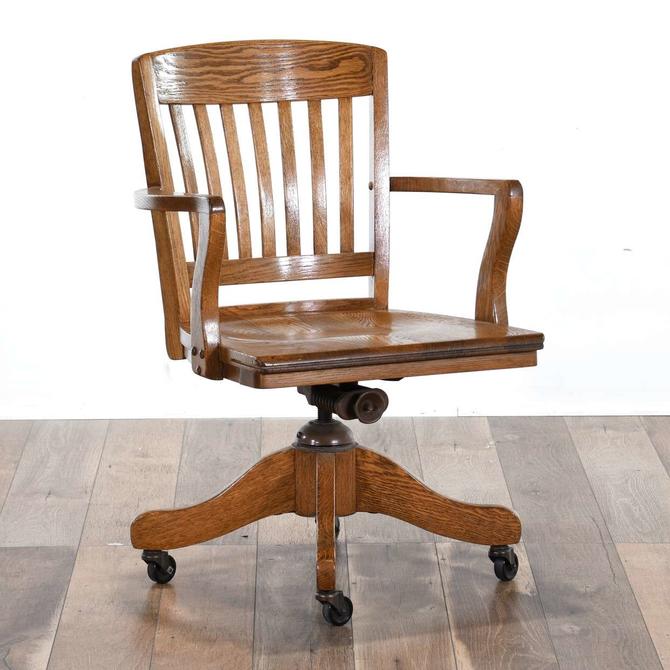 Antique Oak Banker S Swivel Desk Chair, Antique Swivel Desk Chair Parts