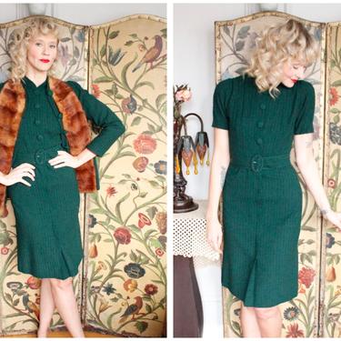 1930s 3pc Dress Set // Autumn in New York Wool and Fur Dress &amp; Jacket // vintage 30s wool dress 