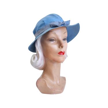 RARE 1930s Tub-It Hat - 1930s Washable Hat - 1930s Pale Blue Hat - 1930s Womens Blue Hat - 1930s Blue Hat - 1930s Sportswear Hat - 30s Hat 