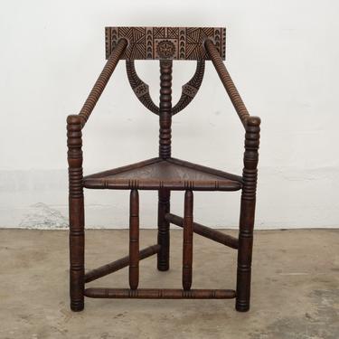 Carved Oak Swedish Monk Chair c.1950