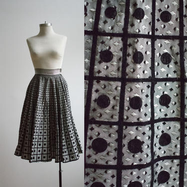 Vintage 1950s Circle Skirt / Silver and Black Skirt / Full Vintage Skirt / Vintage Brocade Shirt / Long Formal Skirt / Formal Eveningwear 