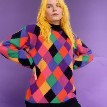 Vintage 80s/90s | Rainbow Diamond Angora Sweater 