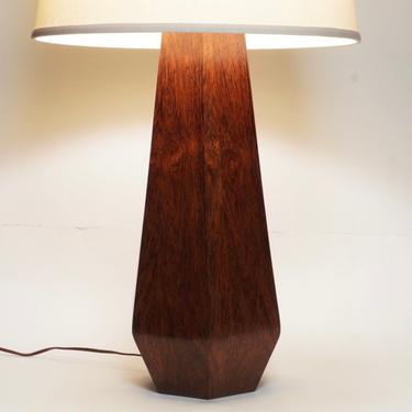 Danish Geometric Hexagon Rosewood Table Lamp 