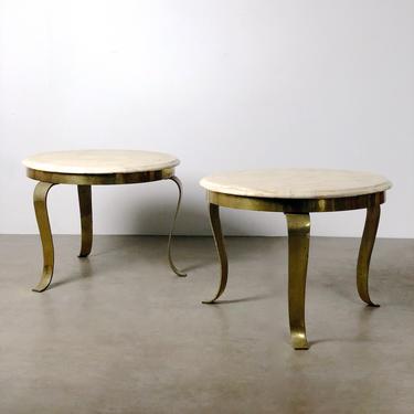 Pair Muller's Onyx &amp; Brass End Tables, 1960's 