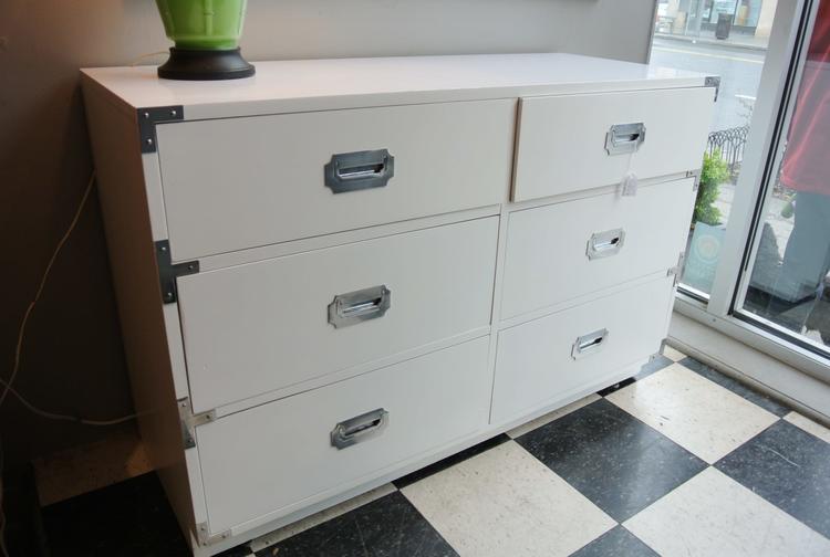 White painted campaign chest $595