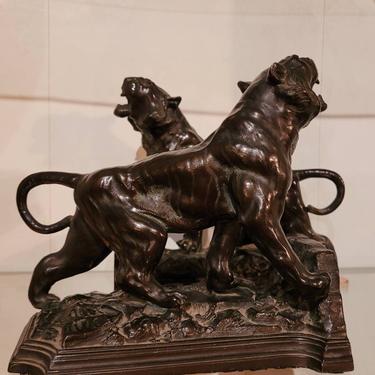 1920s Ronson Roaring Tigers Bookends 