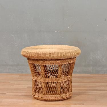 Retro Rattan Round Side Table – ONLINE ONLY