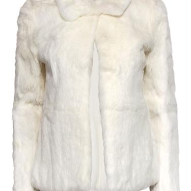 Theory - White Rabbit Fur Clasped Coat Sz S