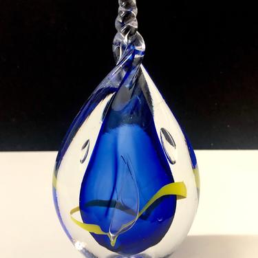 Adam Jablonski Art Glass Sculpture Paperweight Signed with Label 6.25”H 