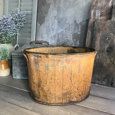 Large Zinc Iron Planter Bucket, Industrial Flower Container, Garden, Country Farmhouse, Garden Decor 