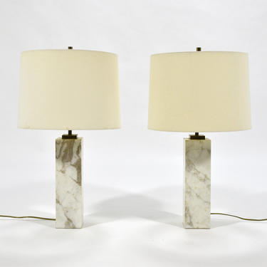 T.H. Ronsjohn-Gibbings Pair of Marble Table Lamps