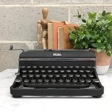 Vintage Typewriter Retro 1940s Royal + Aristocrat Black + Varsity Model + D88 + Art Deco + Portable Typing Machine + Home and Office Decor 