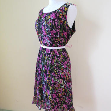 vintage black dress | black floral dress | pink floral dress | ruffled dress | floral dress | midi dress | black floral midi dress 