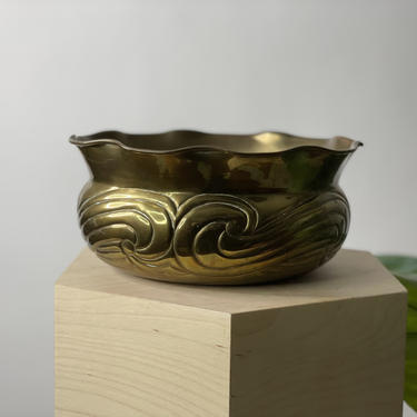 Vintage Solid Brass Japanese Bonsai Planter 