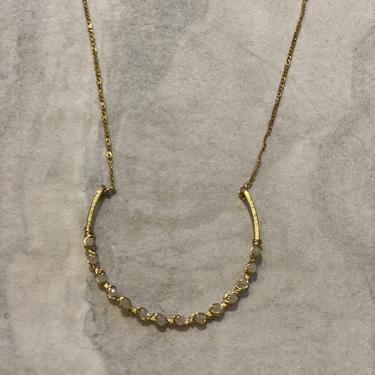 Moonstone Long Horseshoe Gold Necklace