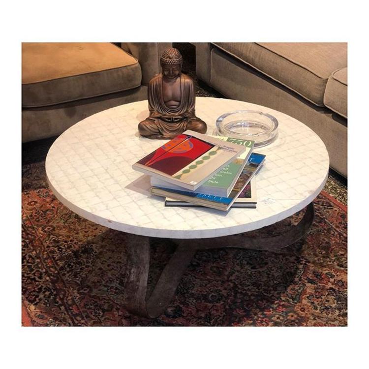 White Coffee Table with Rustic Base // 