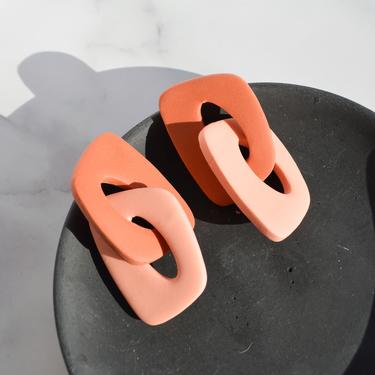 Chain Link Earrings in Terracotta and Peach 