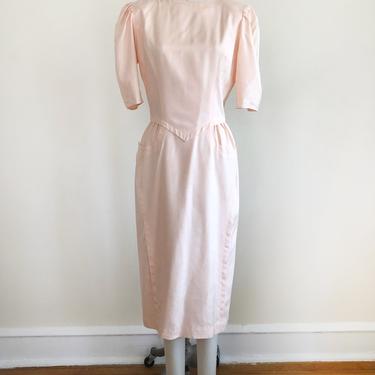 Pale Pink Silk Dress - 1980s 