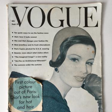 Vintage 60's Vogue Magazine, September 15, 1961, Faded Cover Otherwise In Decent Shape, Women's Fashions 
