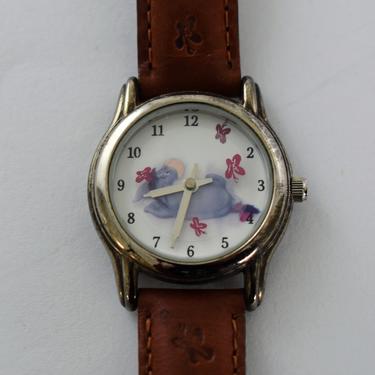 Whimsical 1992 Disney by SII MU0325 Eeyore & floating butterflies wrist watch, Seiko for Disney classic Winnie the Pooh character watch 