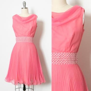 1960s Dress Pink Chiffon Full Skirt S 