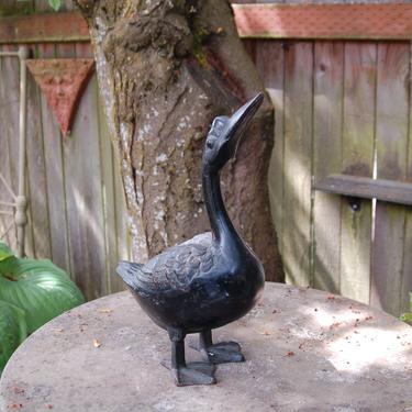 Early 20th Century Cast Iron 14.5&amp;quot; tall Garden Goose / Gander / Duck / Drake Statue Antique Sculpture ~ Very Good Condition with Some Aging 