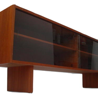 Low Long Danish Modern Teak Bookcase or Display Case / Credenza Mid Century MCM