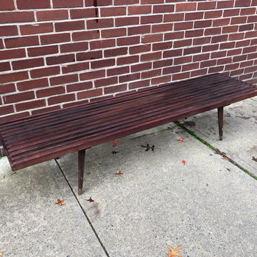 Rare Long Mid Century Slat Bench Coffee Table 