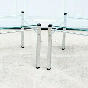 Vtg FLOATING & GLASS CHROME SIDE TABLE PAIR Space Age MCM Knoll Baughman Eames