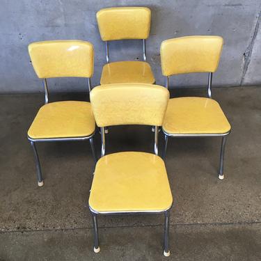Set of Four Vintage Yellow Chairs
