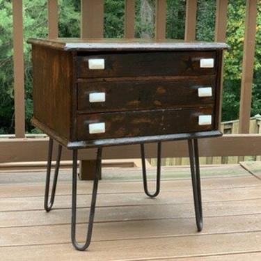 End Table, Antique Spool Cabinet, Night Stand