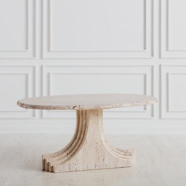 Sculptural Vintage Travertine Coffee Table attributed to Carlo Scarpa