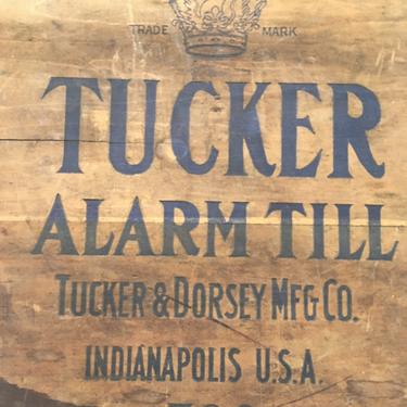 1890 Tucker Alarm Till, Wooden Cashier's Drawer with Combo Lock, Alarm Bell, Bins for Cash and Currency 