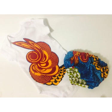 African Ankara print cotton sets of Baby Onesie &amp; nappy diaper cover 0-24m 