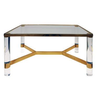 Karl Springer Exceptional "Round Leg Lucite Coffee Table" 1980s (signed)