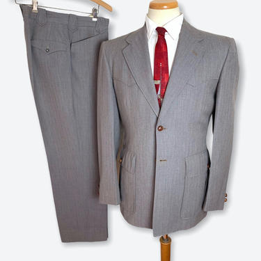 Vintage Dated 1957 ~ GROSS Western Wear Atomic Fleck 2pc Suit ~ 38 R ~ Jacket / Pants ~ Wool Gabardine ~ Cowboy / Rockabilly ~ 1950s / 50s 