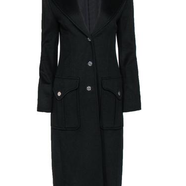 Yves Saint Laurent - Black Longline Button-Up Wool Coat Sz M