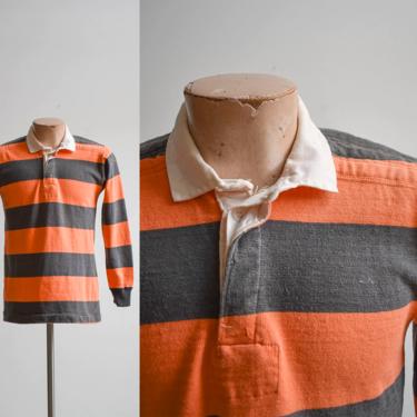 Vintage Orange & Black Rugby Longsleeve Polo 
