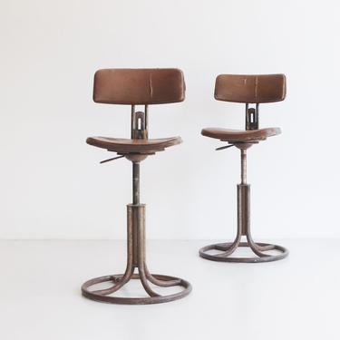 Pair of Vintage Flambeau Leather Barstools