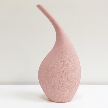 Memphis Style Vase Abstract Sculptural Vintage Pink Coral Glaze Ceramic 